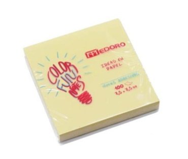 Block 100 hojas - 7,5 * 7,5 cm. Amarillo