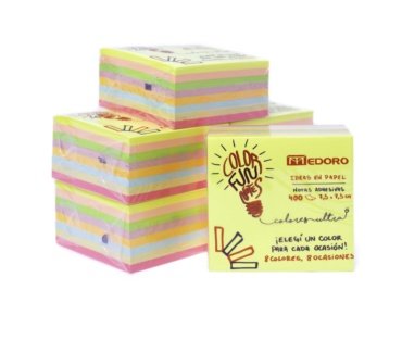 Cubo Mágico 400 hojas - 7,5 * 7,5 cm. Colores Intercalados.